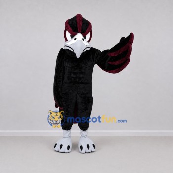 Custom Black and Burgundy Bird Mascot Costume Adult Full Body Suit for Sports Events