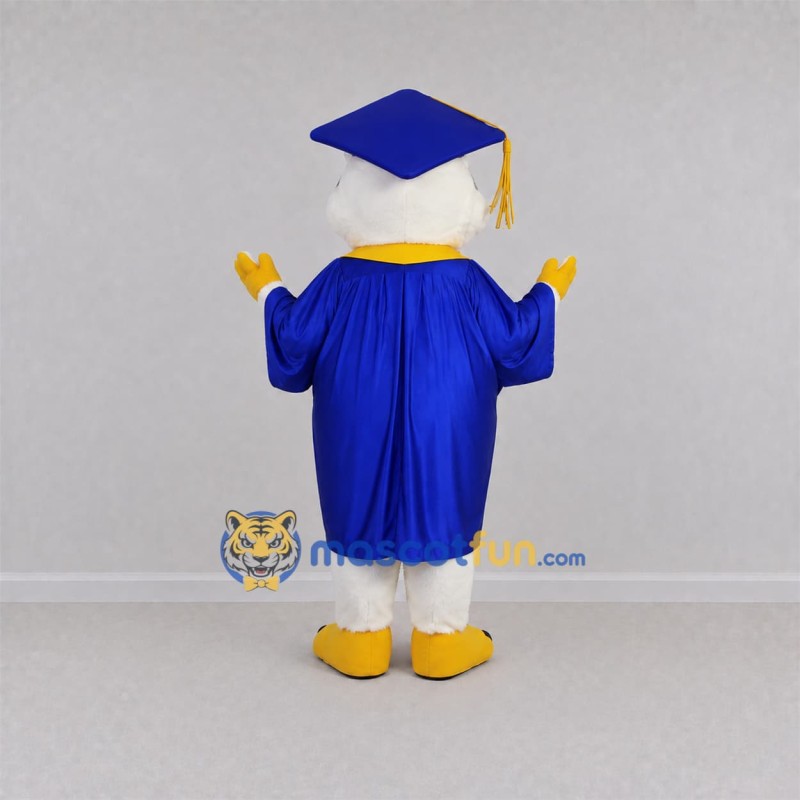 Custom White Graduation Owl Mascot Costume Adult Full Body Suit for Graduation Events Custom White Graduation Owl Mascot Costume Adult Full Body Suit for Graduation Events