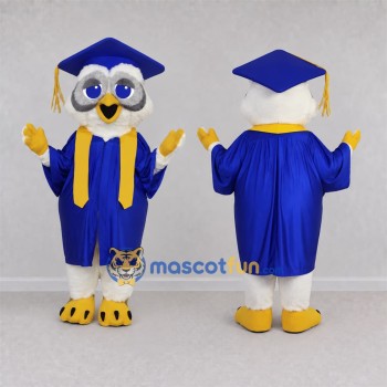 Custom White Graduation Owl Mascot Costume Adult Full Body Suit for Graduation Events
