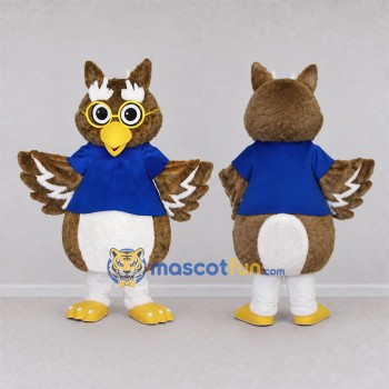 Custom Brown Owl Mascot Costume Adult Full Body Suit for School Events
