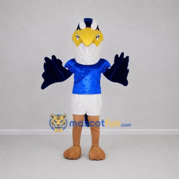 Custom Blue and White Bird Mascot Costume Adult Full Body Suit for Sports Events