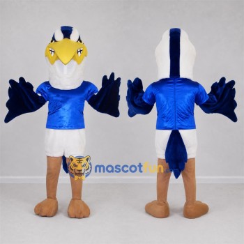 Custom Blue and White Bird Mascot Costume Adult Full Body Suit for Sports Events
