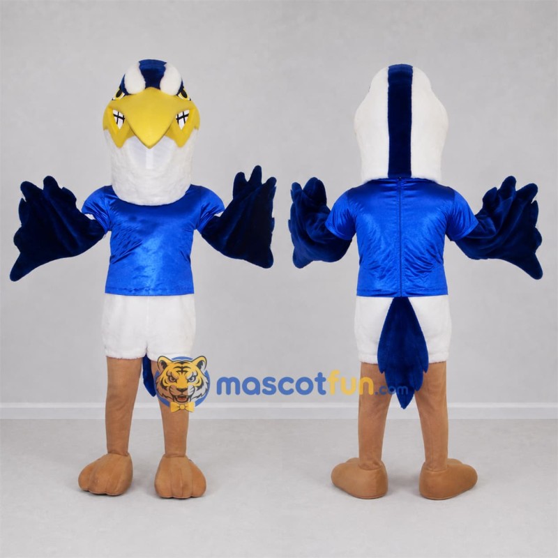 Custom Blue and White Bird Mascot Costume Adult Full Body Suit for Sports Events Custom Blue and White Bird Mascot Costume Adult Full Body Suit for Sports Events