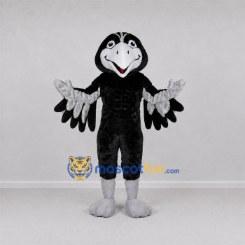 Custom Black and Gray Bird Mascot Costume Adult Full Body Suit for School Events