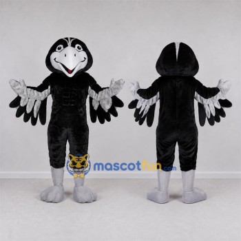 Custom Black and Gray Bird Mascot Costume Adult Full Body Suit for School Events