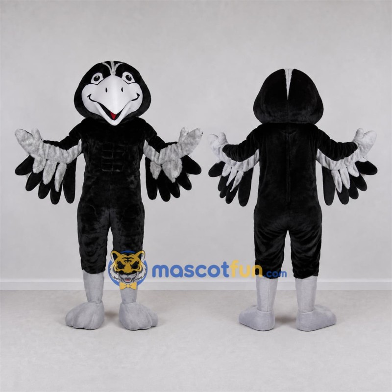 Custom Black and Gray Bird Mascot Costume Adult Full Body Suit for School Events Custom Black and Gray Bird Mascot Costume Adult Full Body Suit for School Events