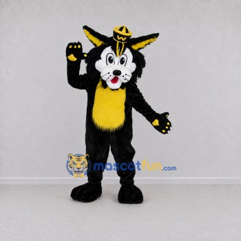 Custom Black and Yellow Cat Mascot Costume Adult Full Body Suit for School Events Custom Black and Yellow Cat Mascot Costume Adult Full Body Suit for School Events