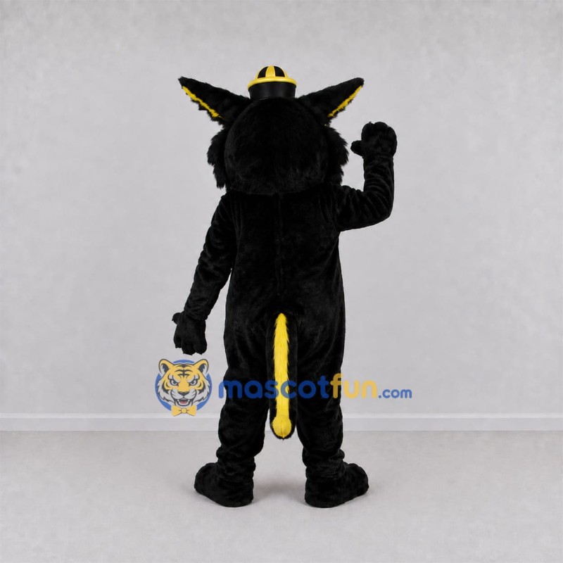 Custom Black and Yellow Cat Mascot Costume Adult Full Body Suit for School Events Custom Black and Yellow Cat Mascot Costume Adult Full Body Suit for School Events