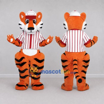 Custom Orange and Black Baseball Tiger Mascot Costume Adult Full Body Suit for Baseball Games