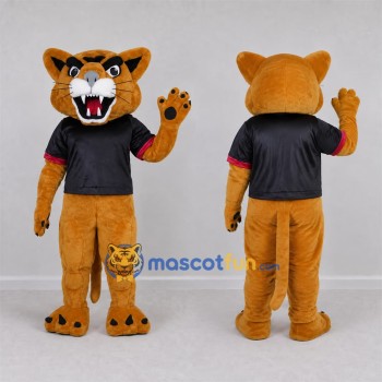 Custom Tan Wildcat Mascot Costume Adult Full Body Suit for Sports Events