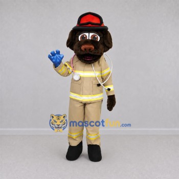 Custom Brown Firefighter Dog Mascot Costume Adult Full Body Suit for Fire Safety Events Custom Brown Firefighter Dog Mascot Costume Adult Full Body Suit for Fire Safety Events