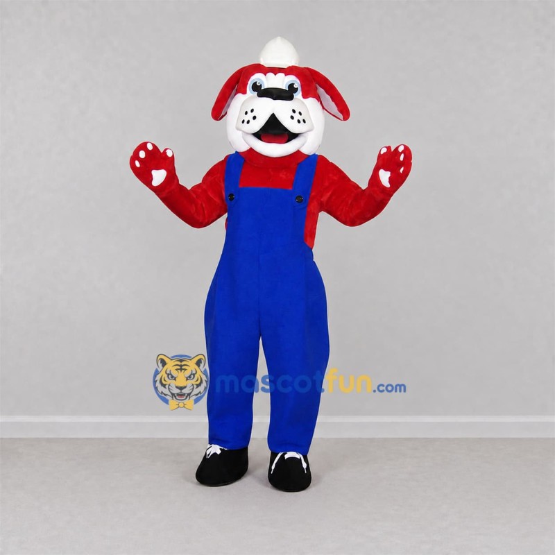 Custom Red and White Dog Mascot Costume Adult Full Body Suit for Community Events Custom Red and White Dog Mascot Costume Adult Full Body Suit for Community Events