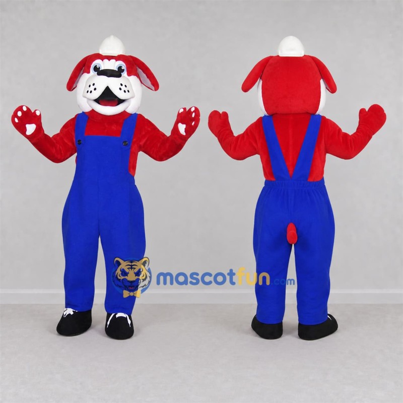 Custom Red and White Dog Mascot Costume Adult Full Body Suit for Community Events Custom Red and White Dog Mascot Costume Adult Full Body Suit for Community Events