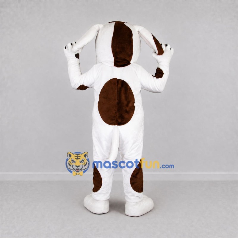 Custom White and Brown Dog Mascot Costume Adult Full Body Suit for Pet Adoption Events Custom White and Brown Dog Mascot Costume Adult Full Body Suit for Pet Adoption Events