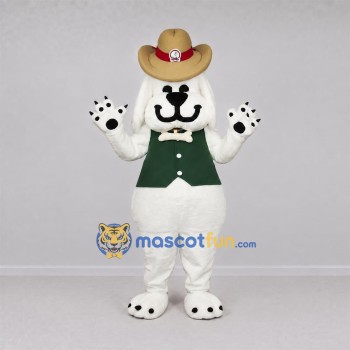 Custom White Cowboy Dog Mascot Costume Adult Full Body Suit for Western Themed Events Custom White Cowboy Dog Mascot Costume Adult Full Body Suit for Western Themed Events