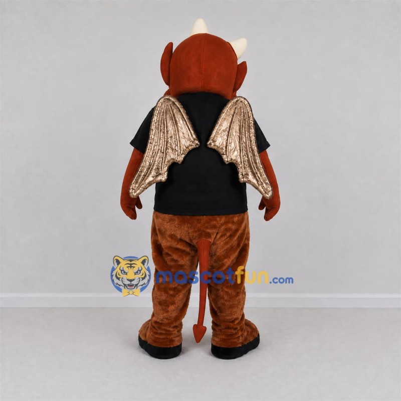 Custom Rust Brown Winged Devil Mascot Costume Adult Full Body Suit for Halloween Events Custom Rust Brown Winged Devil Mascot Costume Adult Full Body Suit for Halloween Events