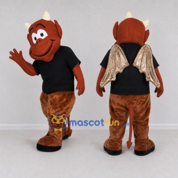 Custom Rust Brown Winged Devil Mascot Costume Adult Full Body Suit for Halloween Events