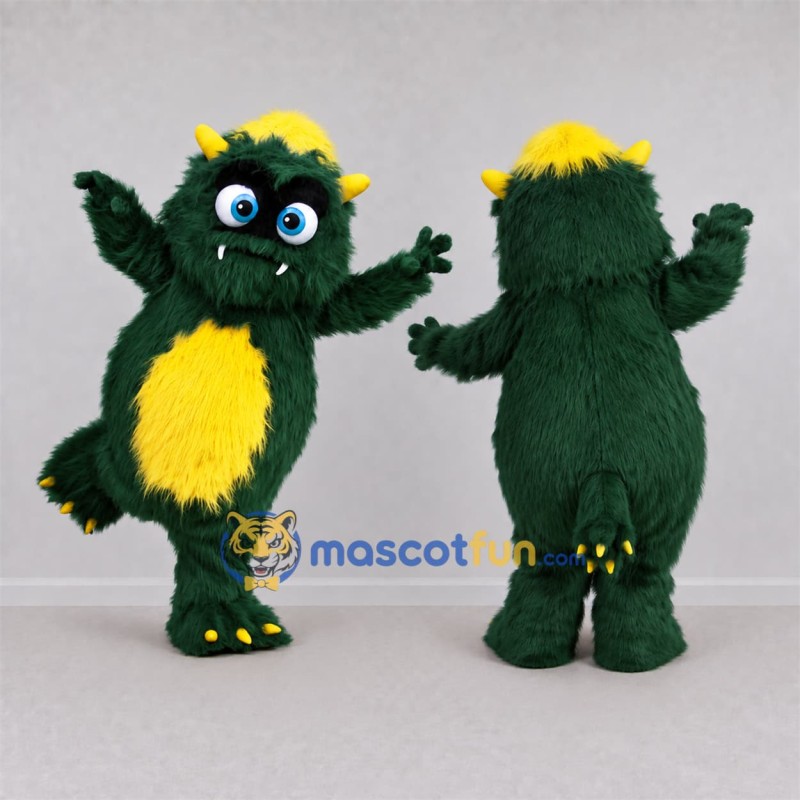 Custom Green and Yellow Furry Monster Mascot Costume Adult Full Body Suit for Halloween Events Custom Green and Yellow Furry Monster Mascot Costume Adult Full Body Suit for Halloween Events