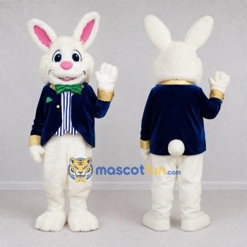 Custom White Bunny Mascot Costume Adult Full Body Suit for Easter Events