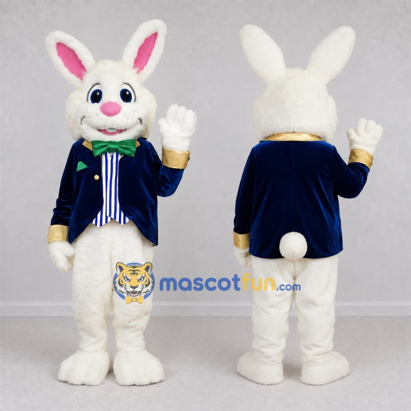 Custom White Bunny Mascot Costume Adult Full Body Suit for Easter Events Custom White Bunny Mascot Costume Adult Full Body Suit for Easter Events