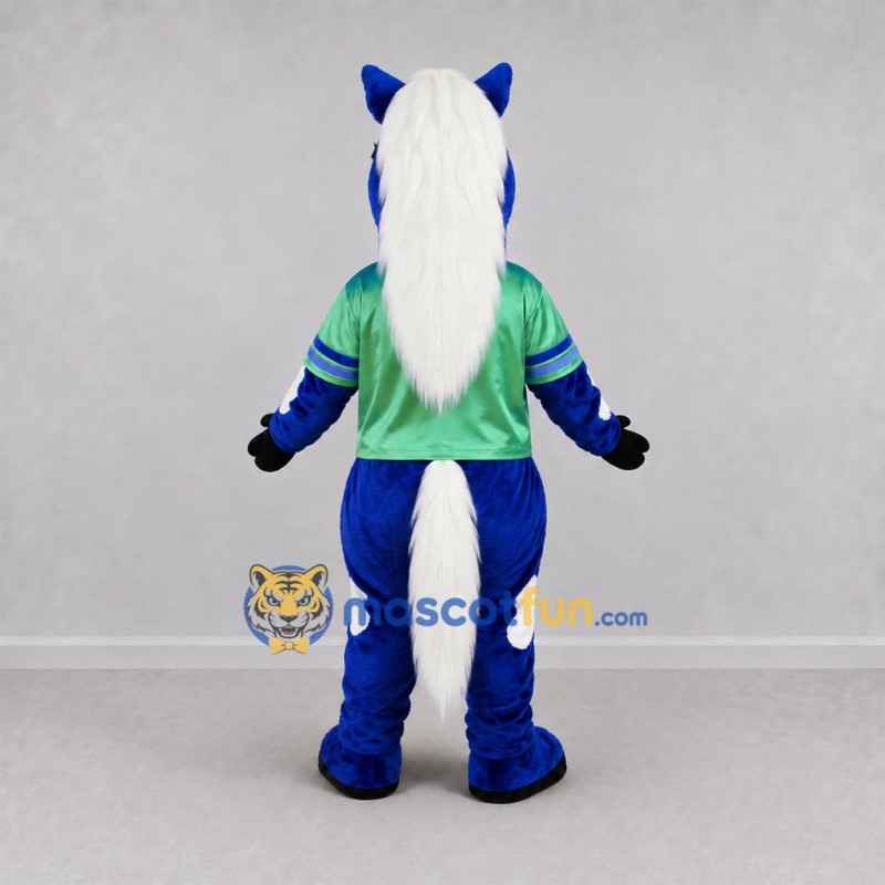 Custom Blue and White Horse Mascot Costume Adult Full Body Suit for Sports Events Custom Blue and White Horse Mascot Costume Adult Full Body Suit for Sports Events