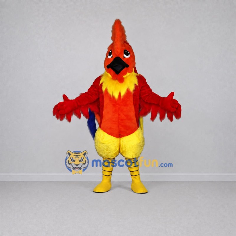 Custom Red and Yellow Rooster Mascot Costume Adult Full Body Suit for Farm Events