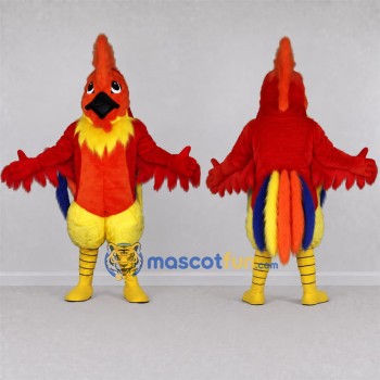 Custom Red and Yellow Rooster Mascot Costume Adult Full Body Suit for Farm Events