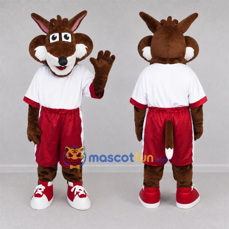 Custom Brown and White Fox Mascot Costume Adult Full Body Suit for Sports Events Custom Brown and White Fox Mascot Costume Adult Full Body Suit for Sports Events