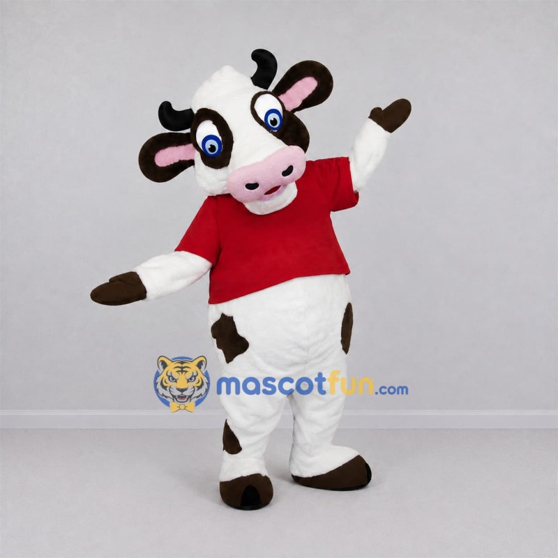 Custom White and Brown Cow Mascot Costume Adult Full Body Suit for Farm Events Custom White and Brown Cow Mascot Costume Adult Full Body Suit for Farm Events