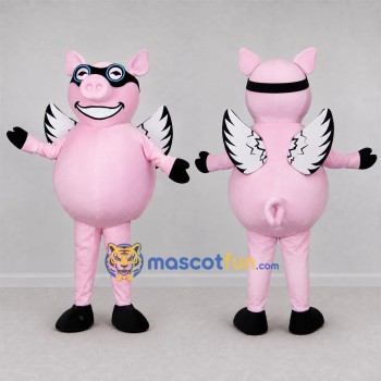 Custom Pink Flying Pig Mascot Costume Adult Full Body Suit for Themed Parties