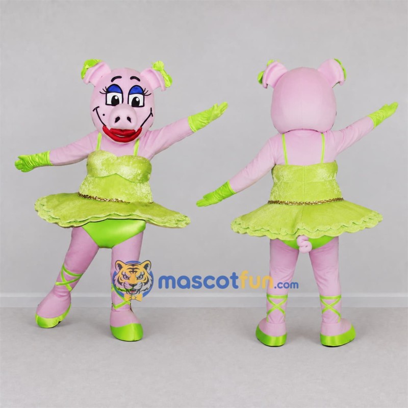 Custom Pink Ballerina Pig Mascot Costume Adult Full Body Suit for Dance Events Custom Pink Ballerina Pig Mascot Costume Adult Full Body Suit for Dance Events