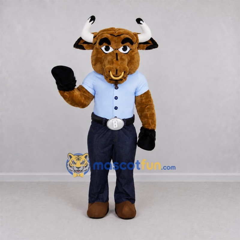 Custom Brown Bull Mascot Costume Adult Full Body Suit for Sports Events