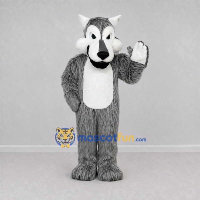 Custom Gray and White Wolf Mascot Costume Adult Full Body Suit for Sports Events Custom Gray and White Wolf Mascot Costume Adult Full Body Suit for Sports Events