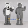 Custom Gray and White Wolf Mascot Costume Adult Full Body Suit for Sports Events