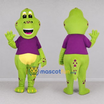 Custom Green and Purple Dinosaur Mascot Costume Adult Full Body Suit for Dinosaur Themed Parties