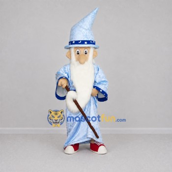 Custom Light Blue Wizard Mascot Costume Adult Full Body Suit for Fantasy Events Custom Light Blue Wizard Mascot Costume Adult Full Body Suit for Fantasy Events