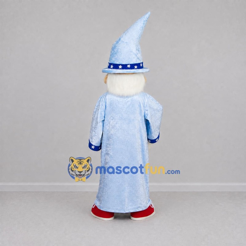Custom Light Blue Wizard Mascot Costume Adult Full Body Suit for Fantasy Events Custom Light Blue Wizard Mascot Costume Adult Full Body Suit for Fantasy Events