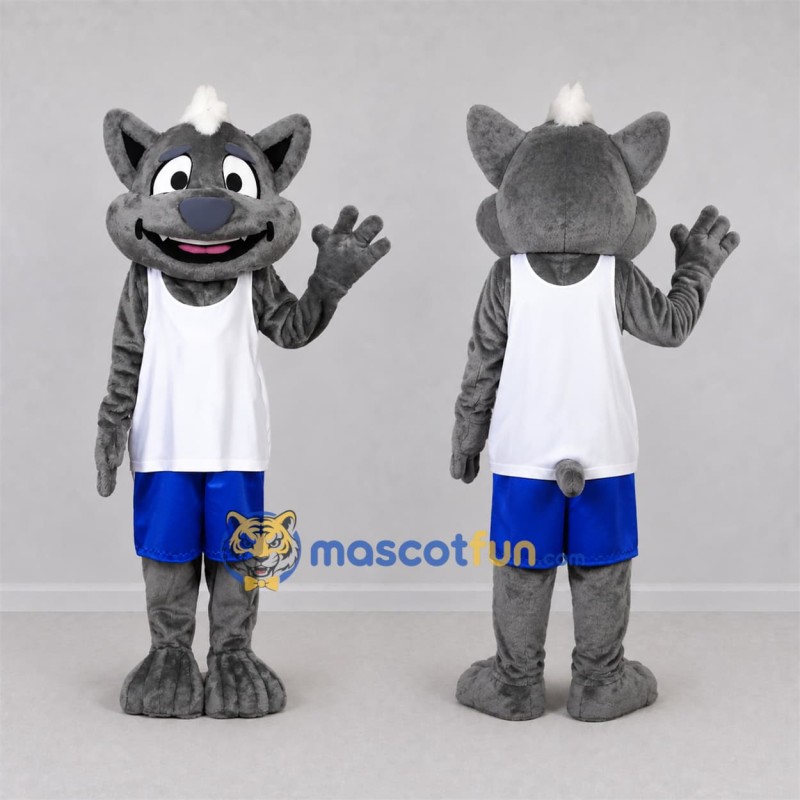 Custom Gray Animal Character Mascot Costume Adult Full Body Suit for Sports Events Custom Gray Animal Character Mascot Costume Adult Full Body Suit for Sports Events