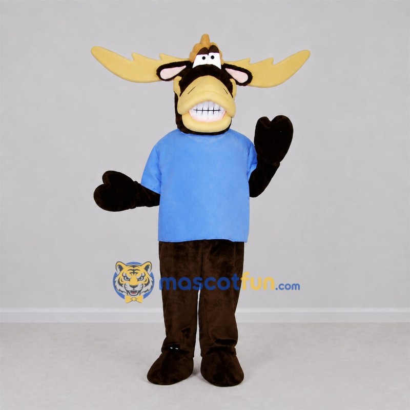 Custom Brown Moose Mascot Costume Adult Full Body Suit for Outdoor Events
