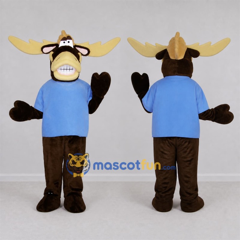 Custom Brown Moose Mascot Costume Adult Full Body Suit for Outdoor Events
