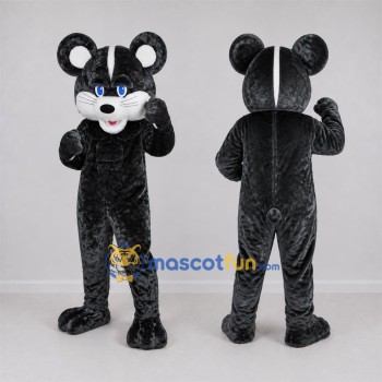 Custom Black and White Mouse Mascot Costume Adult Full Body Suit for School Events