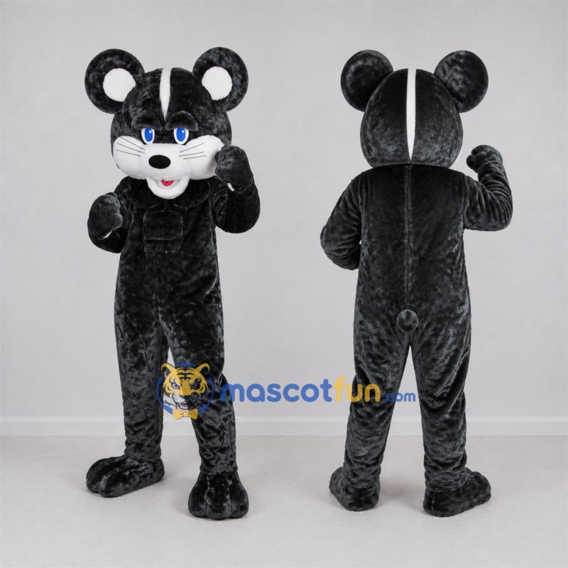 Custom Black and White Mouse Mascot Costume Adult Full Body Suit for School Events Custom Black and White Mouse Mascot Costume Adult Full Body Suit for School Events