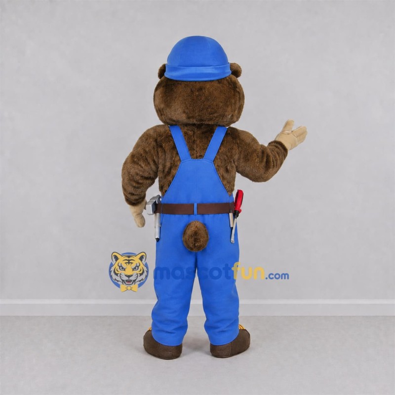 Custom Brown Builder Rodent Mascot Costume Adult Full Body Suit for Construction Events Custom Brown Builder Rodent Mascot Costume Adult Full Body Suit for Construction Events
