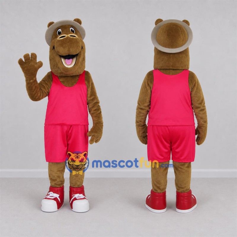 Custom Brown Hippo Mascot Costume Adult Full Body Suit for Sports Events