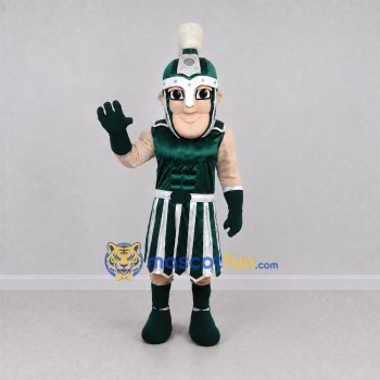 Custom Green and Silver Ancient Warrior Mascot Costume Adult Full Body Suit for Sports Events Custom Green and Silver Ancient Warrior Mascot Costume Adult Full Body Suit for Sports Events