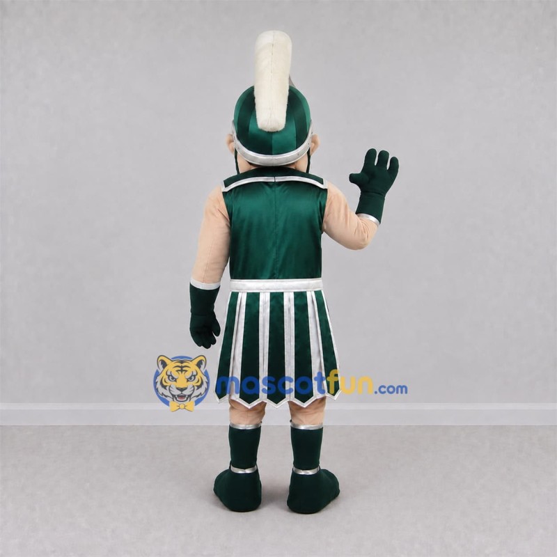Custom Green and Silver Ancient Warrior Mascot Costume Adult Full Body Suit for Sports Events Custom Green and Silver Ancient Warrior Mascot Costume Adult Full Body Suit for Sports Events