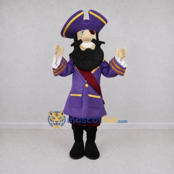 Custom Purple and Gold Pirate Captain Mascot Costume Adult Full Body Suit for Pirate Themed Parties Custom Purple and Gold Pirate Captain Mascot Costume Adult Full Body Suit for Pirate Themed Parties