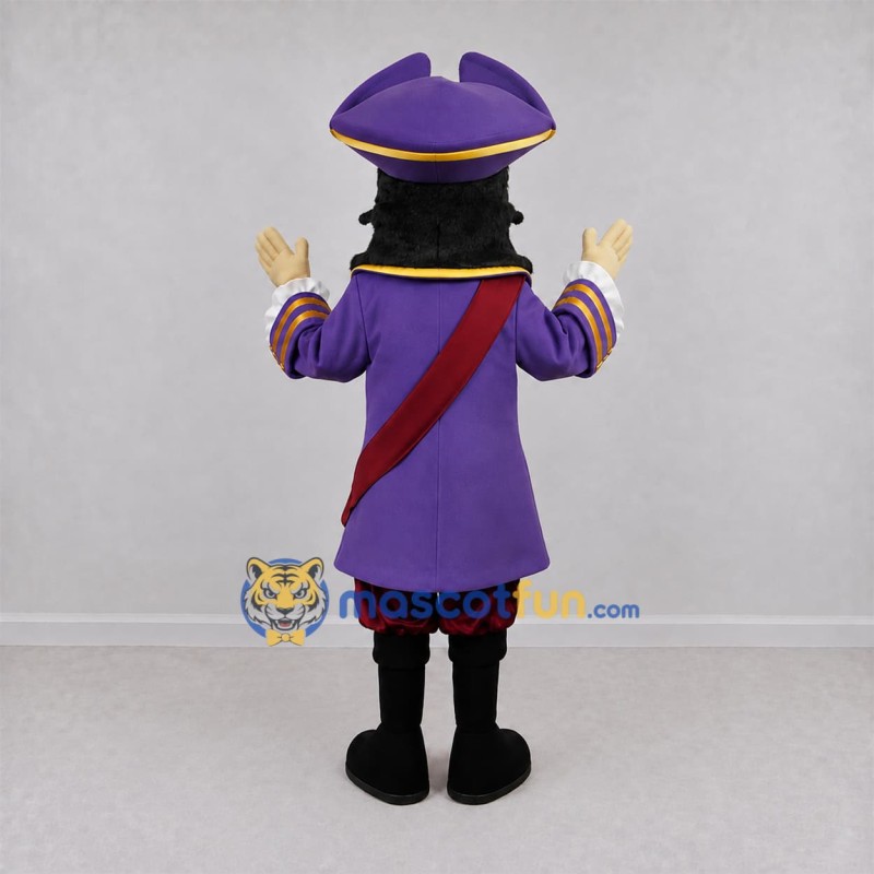 Custom Purple and Gold Pirate Captain Mascot Costume Adult Full Body Suit for Pirate Themed Parties Custom Purple and Gold Pirate Captain Mascot Costume Adult Full Body Suit for Pirate Themed Parties