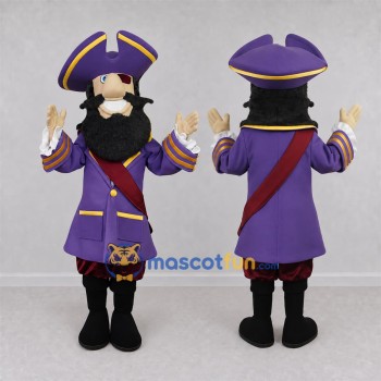 Custom Purple and Gold Pirate Captain Mascot Costume Adult Full Body Suit for Pirate Themed Parties