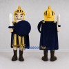 Custom Navy Blue and Gold Ancient Warrior Mascot Costume Adult Full Body Suit for Sports Events Custom Navy Blue and Gold Ancient Warrior Mascot Costume Adult Full Body Suit for Sports Events